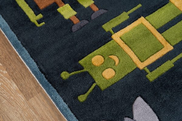 Momeni Lil Mo Whimsy LMJ-1 Steel Blue Contemporary Hand Tufted Rug Sale