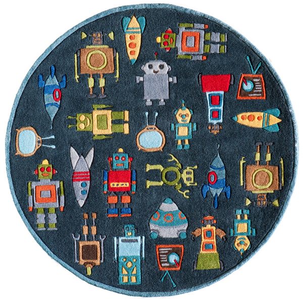 Momeni Lil Mo Whimsy LMJ-1 Steel Blue Contemporary Hand Tufted Rug Sale