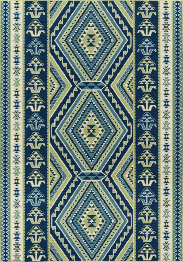 Momeni Baja BAJ31 Green Contemporary Machine Made Rug Hot on Sale