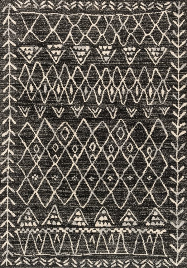 Loloi Emory EB-09 Black Ivory Transitional Powre Loomed Rugs For Cheap