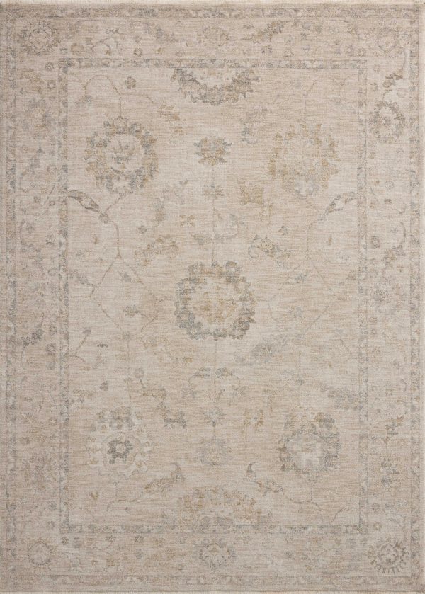 Chris Loves Julia x Loloi Louisa LOI-02 Oatmeal Slate Traditional Power Loomed Rug For Sale