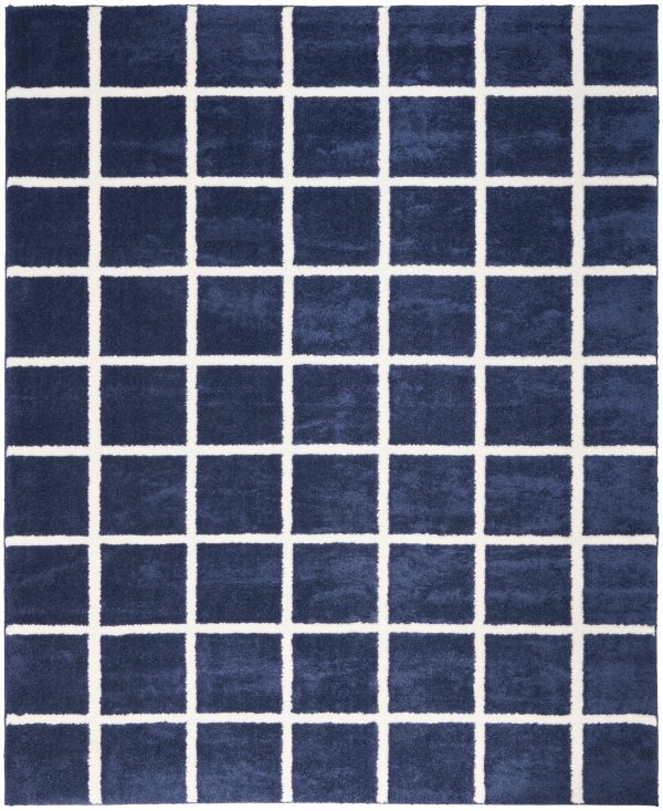 DKNY West End Ave WTE01 Navy Ivory Contemporary Loom-woven Rug Cheap