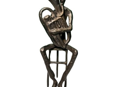 Eclectic Home Accent Abstract Bronze Tuba Seated  Decor Furniture For Sale