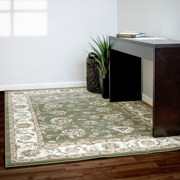 Dynamic Rugs Ancient Garden 57365 Green Ivory  Traditional Machine-Made Rug on Sale