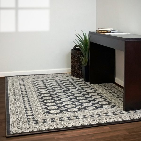 Dynamic Rugs Ancient Garden 57102 Charcoal Silver  Traditional Machine-Made Rug Hot on Sale