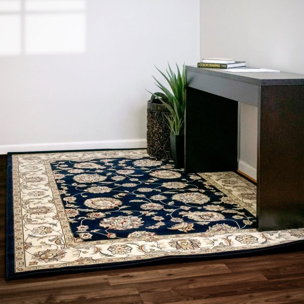 Dynamic Rugs Ancient Garden 57365 Blue Ivory  Traditional Machine-Made Rug For Cheap