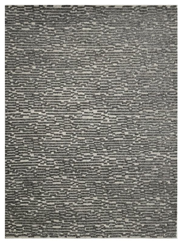 Artisan Harmony  Black  Dark Grey Contemporary Knotted Rug For Discount