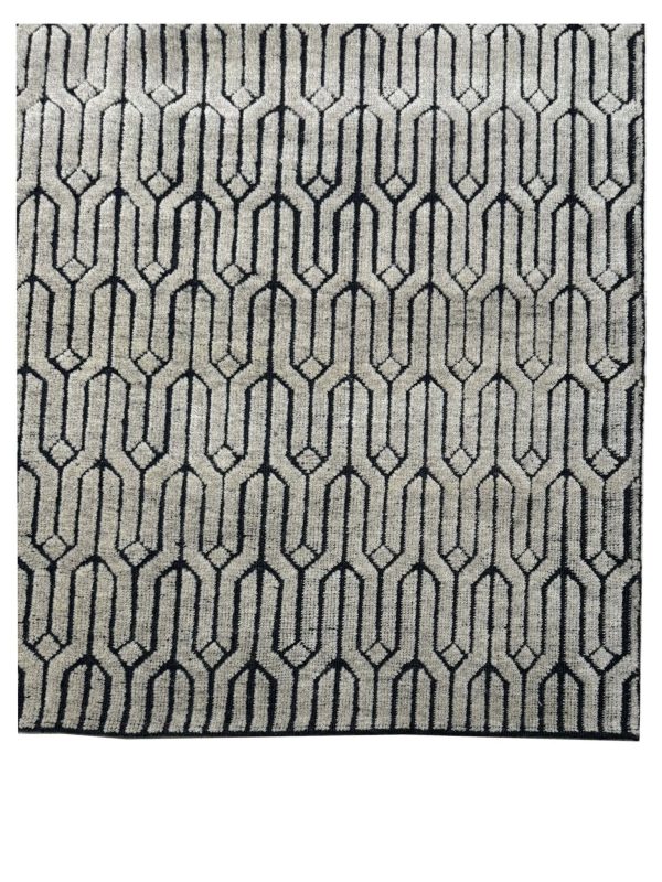 Artisan Harmony  Beige Black Contemporary Knotted Rug Online