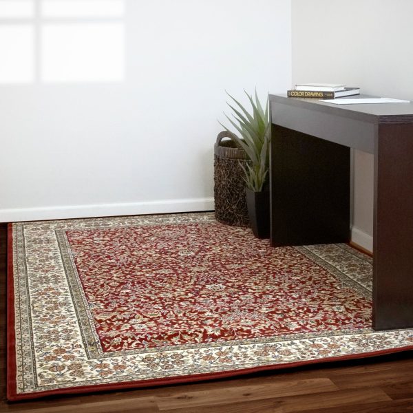 Dynamic Rugs Ancient Garden 57078 Red Ivory  Traditional Machine-Made Rug on Sale