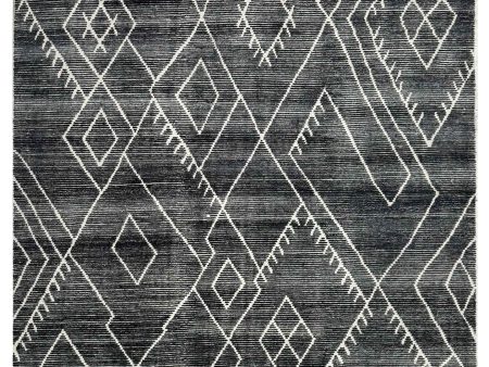 Artisan Harmony  Black White Contemporary Knotted Rug Online Sale