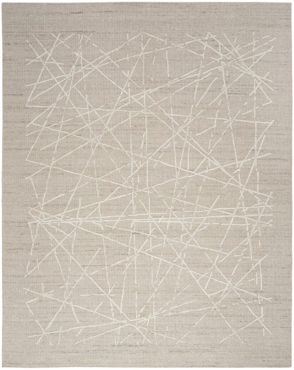 Calvin Klein CK044 Wander WND01 Taupe Contemporary Hand Woven Rug For Sale