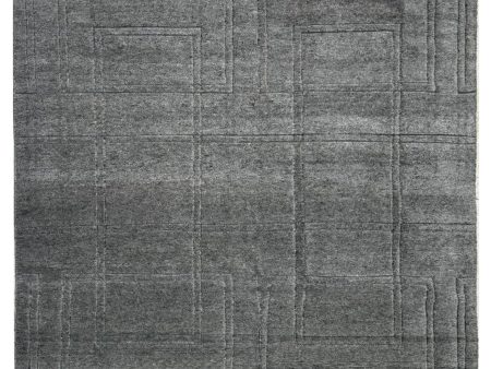 Artisan Harmony  Grey Grey Contemporary Knotted Rug For Sale