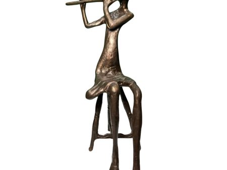 Eclectic Home Accent Bronze Flutist F Seated  Decor Furniture Supply