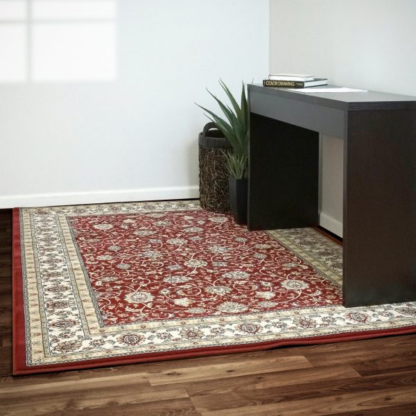 Dynamic Rugs Ancient Garden 57120 Red Ivory  Traditional Machine-Made Rug Discount