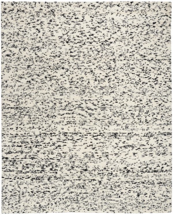 Calvin Klein CK042 Billows BIL01 Ivory Black Contemporary Hand Knotted Rug For Discount