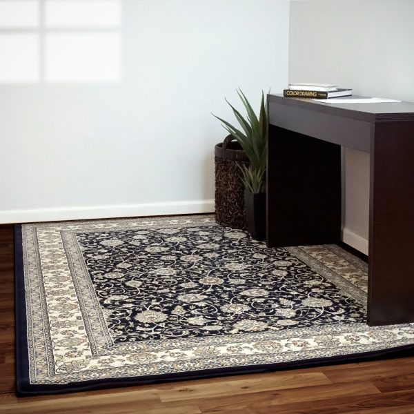 Dynamic Rugs Ancient Garden 57120 Blue Ivory  Traditional Machine-Made Rug Sale