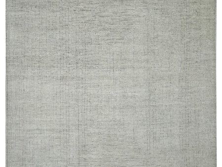 Artisan Harmony  White Grey Contemporary Knotted Rug For Cheap