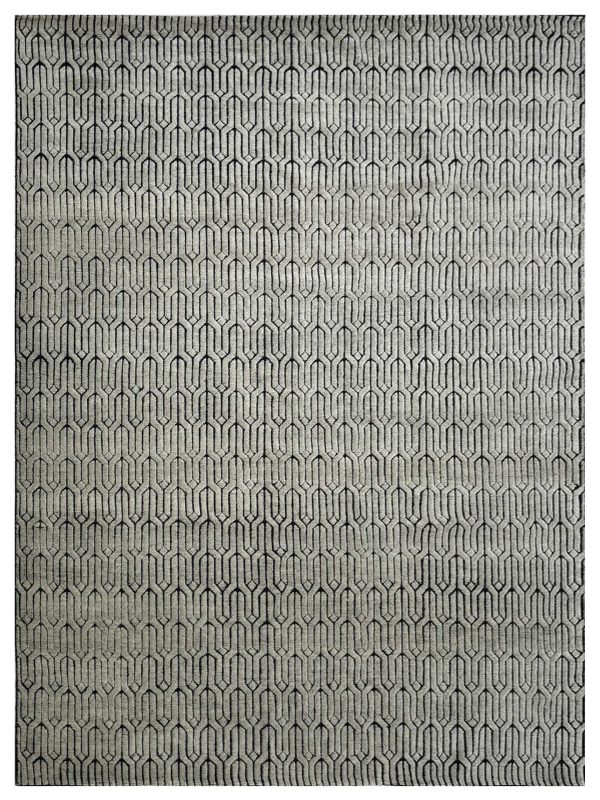 Artisan Harmony  Beige Black Contemporary Knotted Rug Online