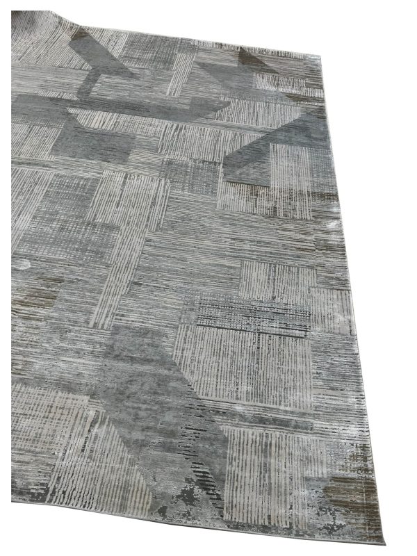 Artisan Venetian  Grey Lt.Grey Contemporary Machinemade Rug For Cheap