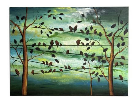 Eclectic Home Oil Painting Birds Green  Decor  Furniture Online Hot Sale